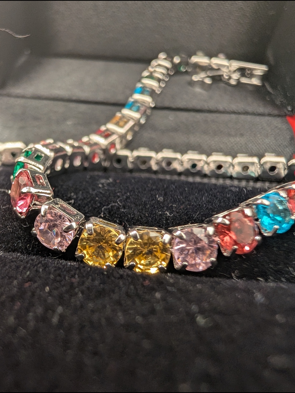 ๐ 2 (Two) - 7" Multicolor Rainbow Glass Crystal Tennis Bracelets ๐ - Picture 11 of 16